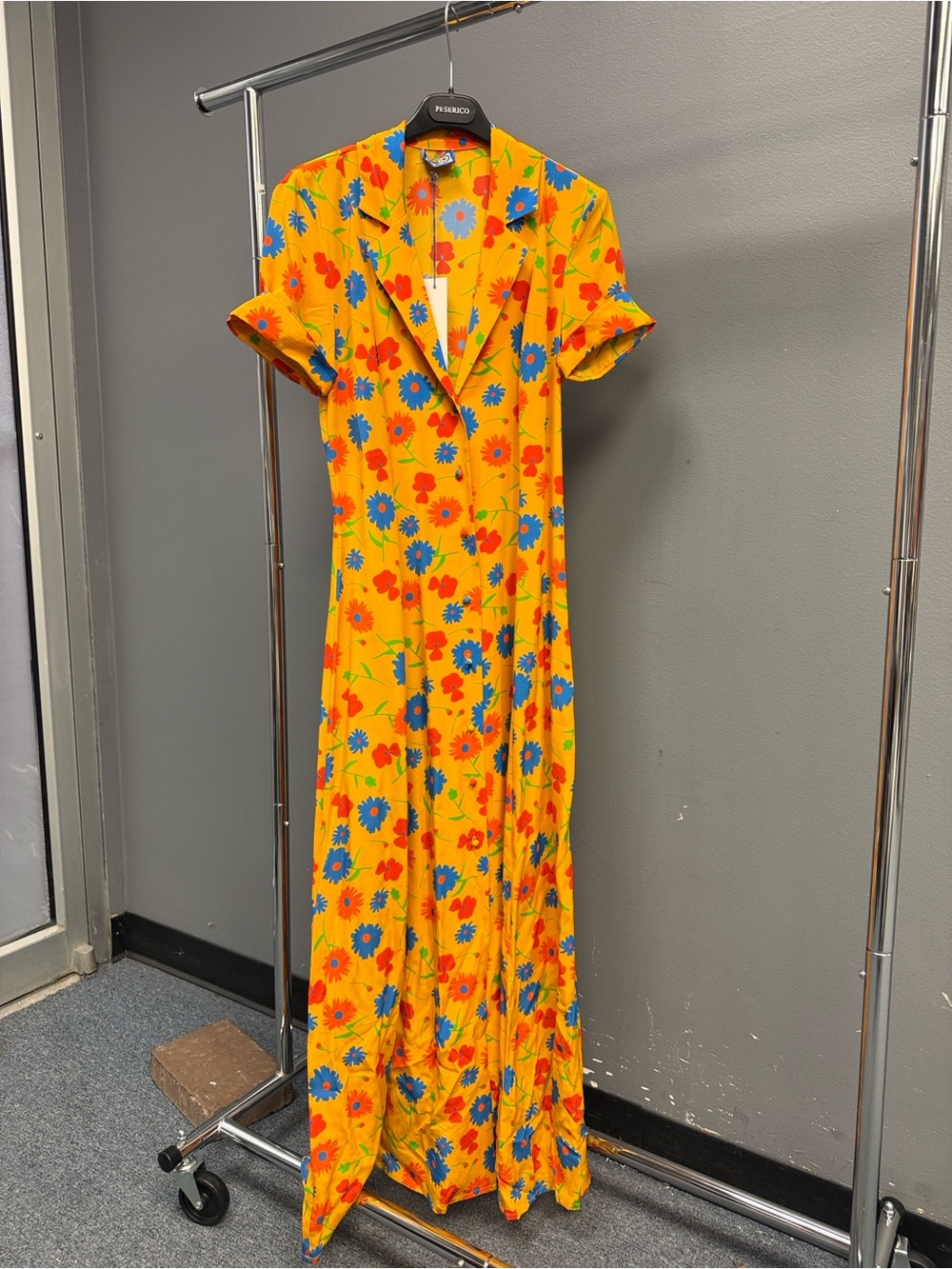 Vibrant Yellow Floral Maxi silk Dress